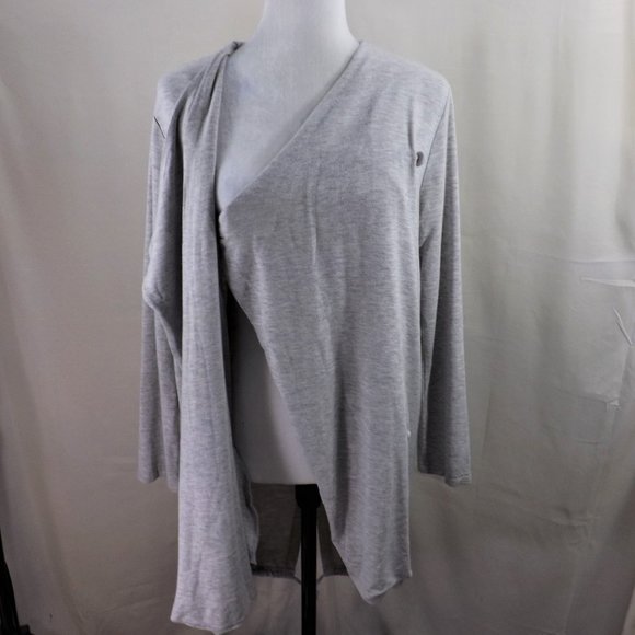 cupcakes & cashmere Grey Haze Viscose Wrap w Tux Tails Cape Wrap Jacket Coat M - Picture 3 of 16